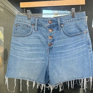 Madewell Light Blue Button-Fly Jean Shorts